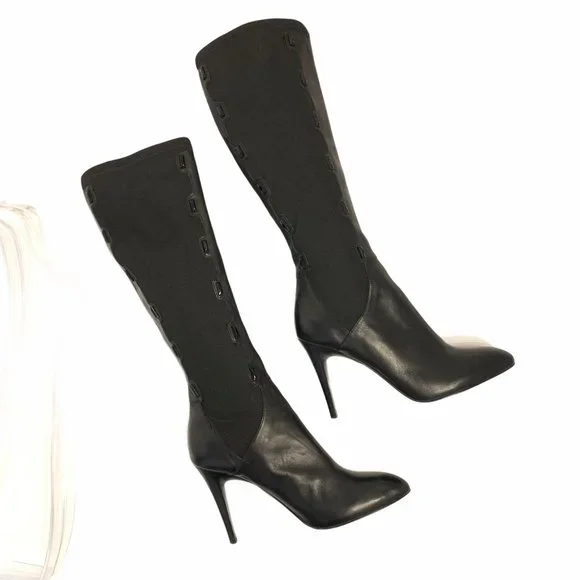B Makowsky Leather Stretch High Heel Knee High 8.5 - Picture 3 of 9